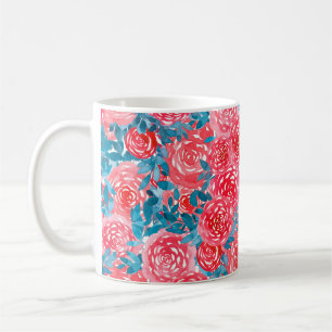 Watercolor Roses Floral Tapestry Coffee Mug
