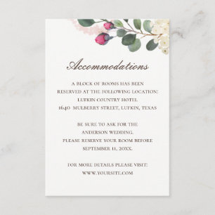 Watercolor roses. Floral wedding accommodations Enclosure Card