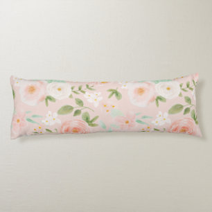 Watercolor Roses Flowers in Pink and Peach Body Pillow