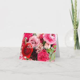 Watercolor Roses Flowers Thank You Hand Script