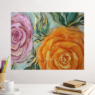 Watercolor Roses Foil Foil Prints