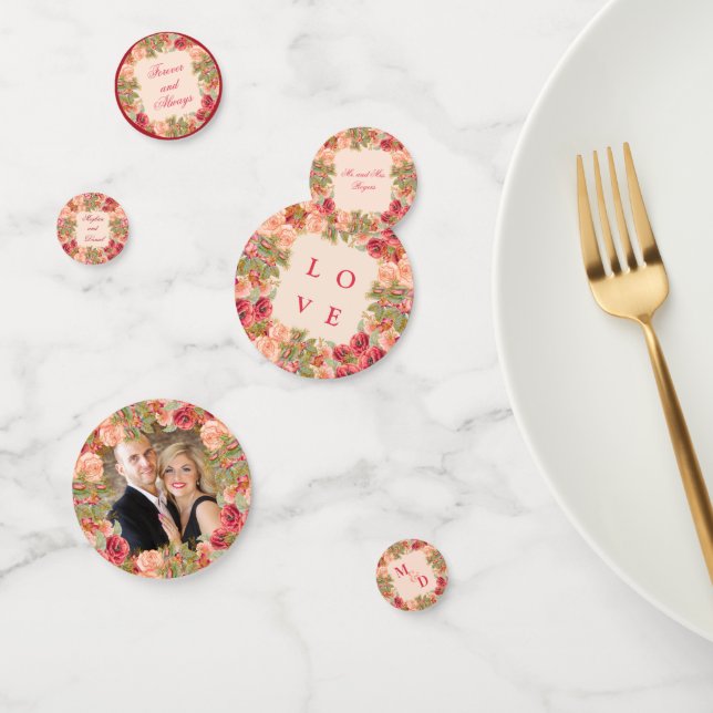 Watercolor Roses & Glitter Reception Table Confetti (Group)