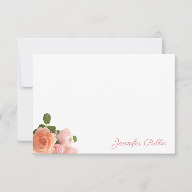 Watercolor Roses Handwritten Script Text Template (Front)