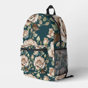 Watercolor Roses In Pale Shades  Printed Backpack