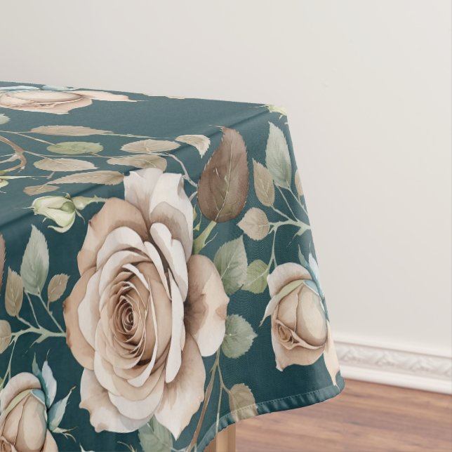 Watercolor Roses In Pale Shades  Tablecloth (In Situ)
