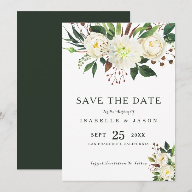Watercolor Roses  Invitation (Front/Back)