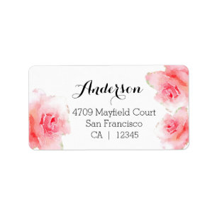 Watercolor roses large address labels