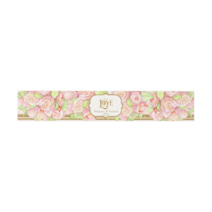 Watercolor Roses Love Elegant Romantic Wedding Invitation Belly Band