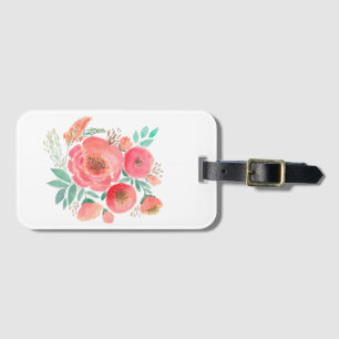 Watercolor, roses. luggage tag