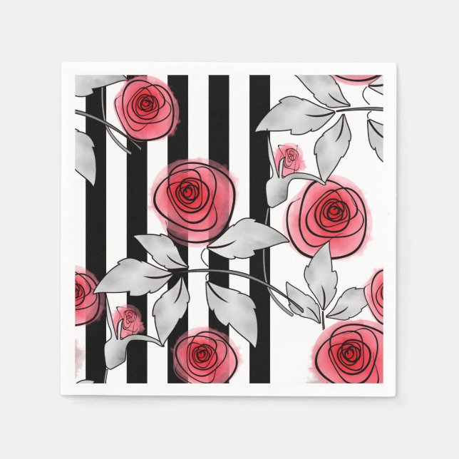 Watercolor roses napkin (Front)