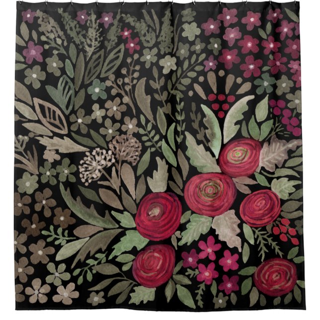 Watercolor roses on a black background, watercolor (Front)