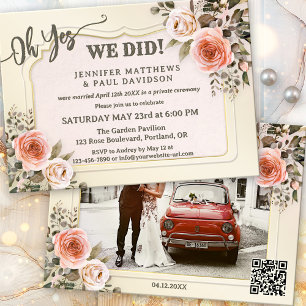 Watercolor Roses Photo After Wedding Invitation