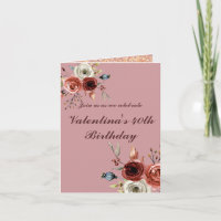 Watercolor Roses Pinkish Floral 40th Birthday
