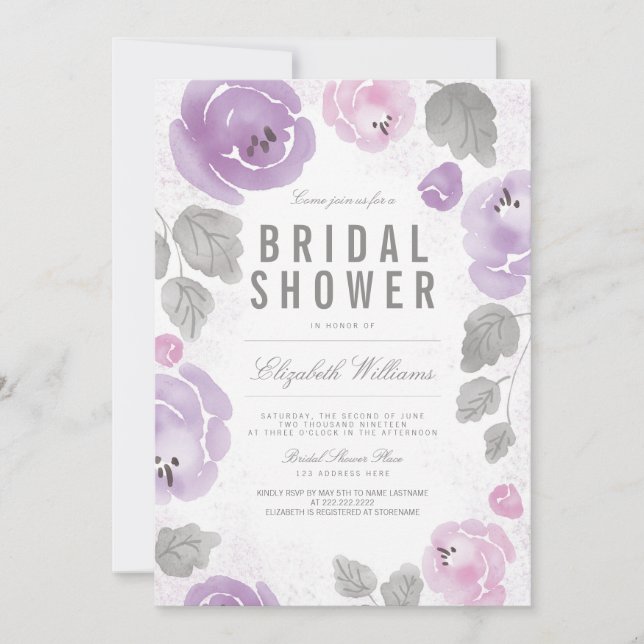 Watercolor Roses Romantic Bridal Shower Invite (Front)