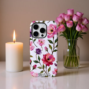 Watercolor Roses Seamless Pattern iPhone 16 Pro Case