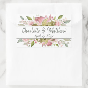 Watercolor Roses Soft Pink Wedding Sticker