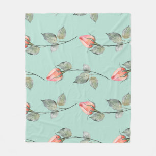 Watercolor Roses: Spring Floral Seamless Fleece Blanket