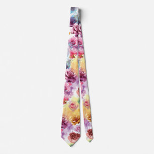 Watercolor Roses Tie