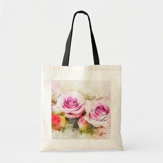 Watercolor Roses Tote Bag (Front)