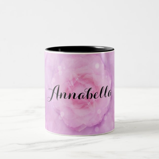 Watercolor roses Two-Tone coffee mug (Center)