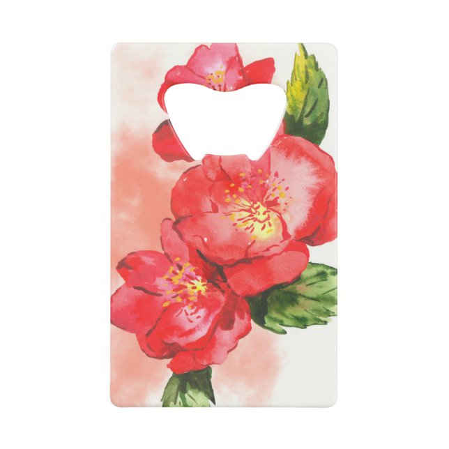 Watercolor Roses Wallet Bottle Opener (Front)