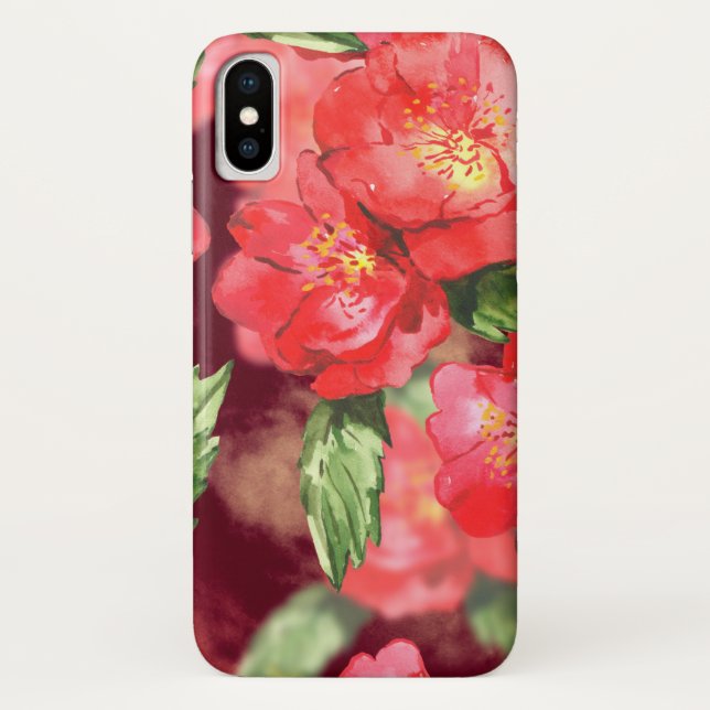 Watercolor Roses With Greens Case-Mate iPhone Case (Back)