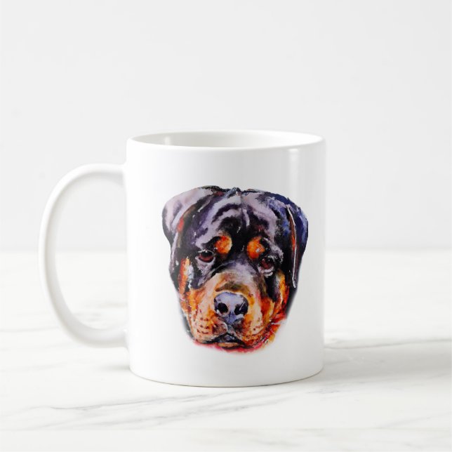 Watercolor Rottweiler Coffee Mug (Left)