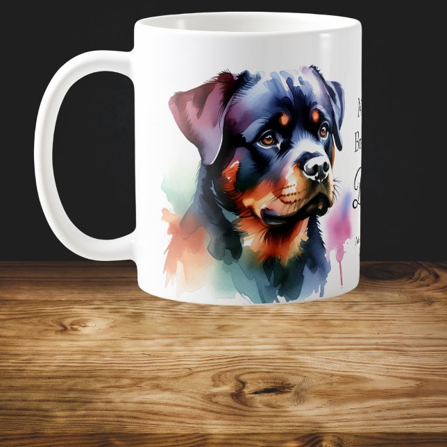   Watercolor Rottweiler Personalize Coffee Mug (Personalize Add dogs name)