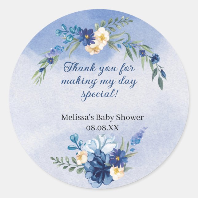 Watercolor Royal Baby Blue Stickers (Front)