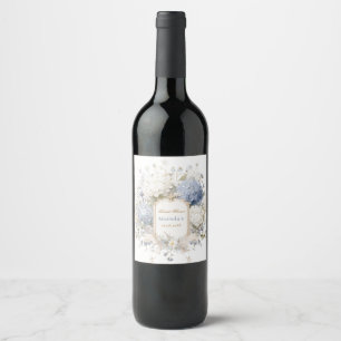 Watercolor Royal Botanique Hydrangea Bridal showe Wine Label
