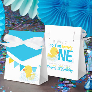 Watercolor Rubber Duck 1st Birthday Treat Favor Box