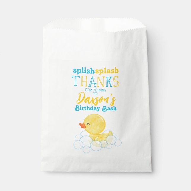 Watercolor Rubber Duck Birthday Favour Bags (Front)