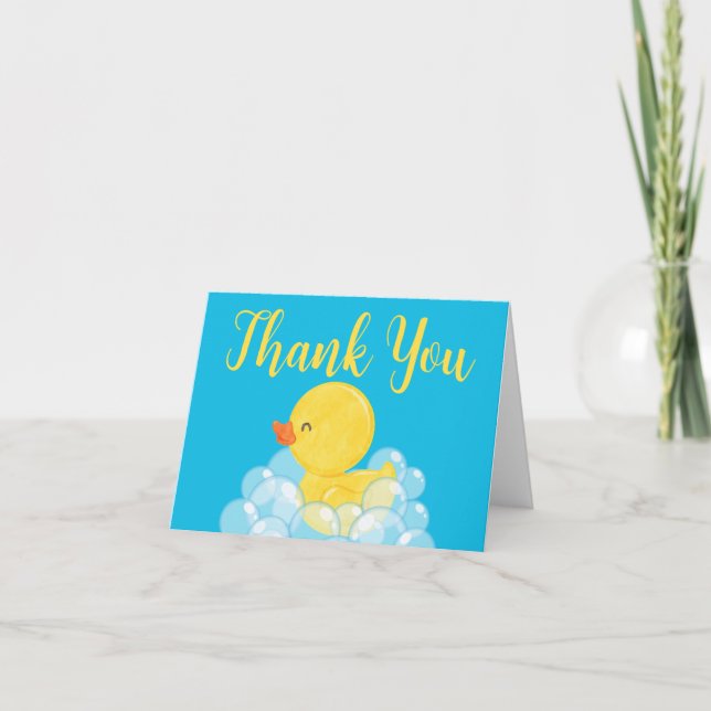 Watercolor Rubber Duck Folding Thank You Card (Front)