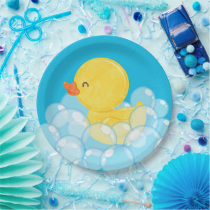 Watercolor Rubber Duck Party  Paper Plate