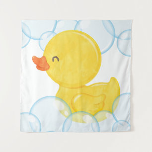 Watercolor Rubber Duck Square Tapestry Backdrop