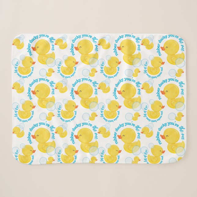 Watercolor Rubber Ducky You're the One Sherpa Blanket (Front (Horizontal))