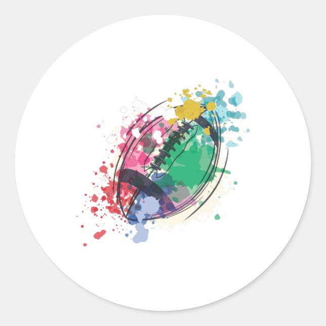 Watercolor rugby ball classic round sticker (Front)