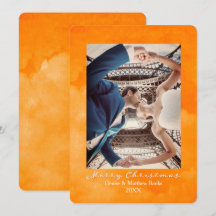 Watercolor Russet Orange Elegant Christmas Card