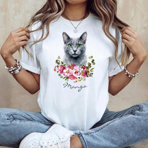 Watercolor Russian Blue Cat T-Shirt