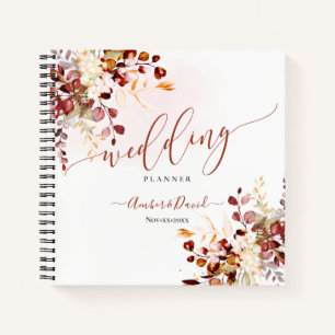 WATERCOLOR RUST ORANGE FALL EUCALYPTUS WEDDING NOTEBOOK