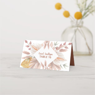 watercolor rustic boho pampas grass wedding place card