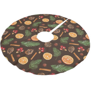 Watercolor Rustic Botanical Pattern Christmas Brushed Polyester Tree Skirt