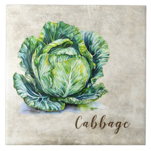 Watercolor Rustic Cabbage Faux Texture  Tile