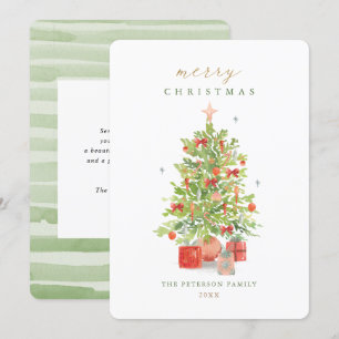 Watercolor Rustic Christmas Tree Christmas Party I Invitation