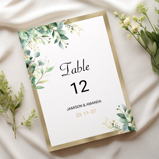 Watercolor rustic eucalyptus green Table Numbers (Watercolor rustic eucalyptus green Table Numbers)