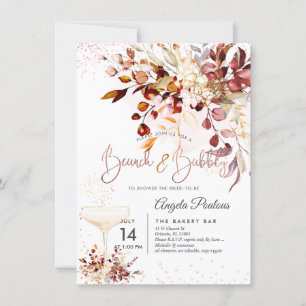 Watercolor Rustic Fall Eucalyptus Brunch Bubbly  Invitation
