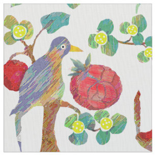 Watercolor Rustic Floral Garland Folk Art Pattern Fabric