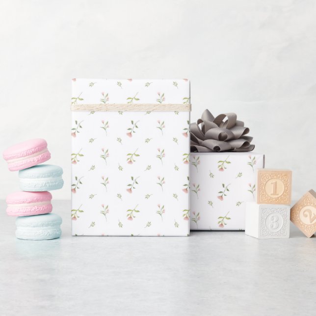 watercolor rustic floral  wrapping paper (Baby Shower)