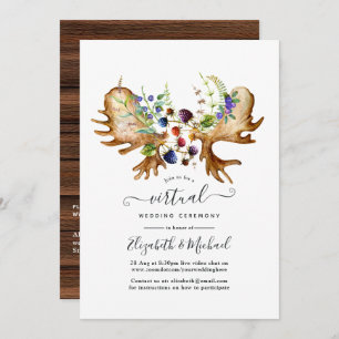 Watercolor Rustic Forest Online Virtual Wedding Invitation