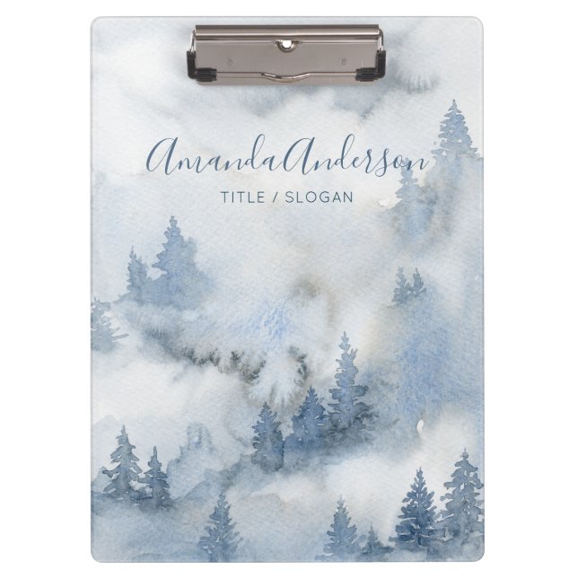 Watercolor Rustic Forest Personalized Name Clipboard (Front)
